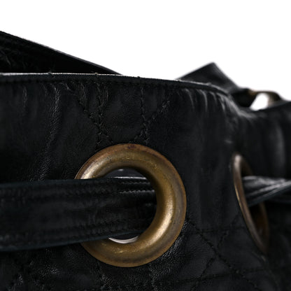 Christian Dior Lambskin Cannage Drawstring Bag Black 22 of 33