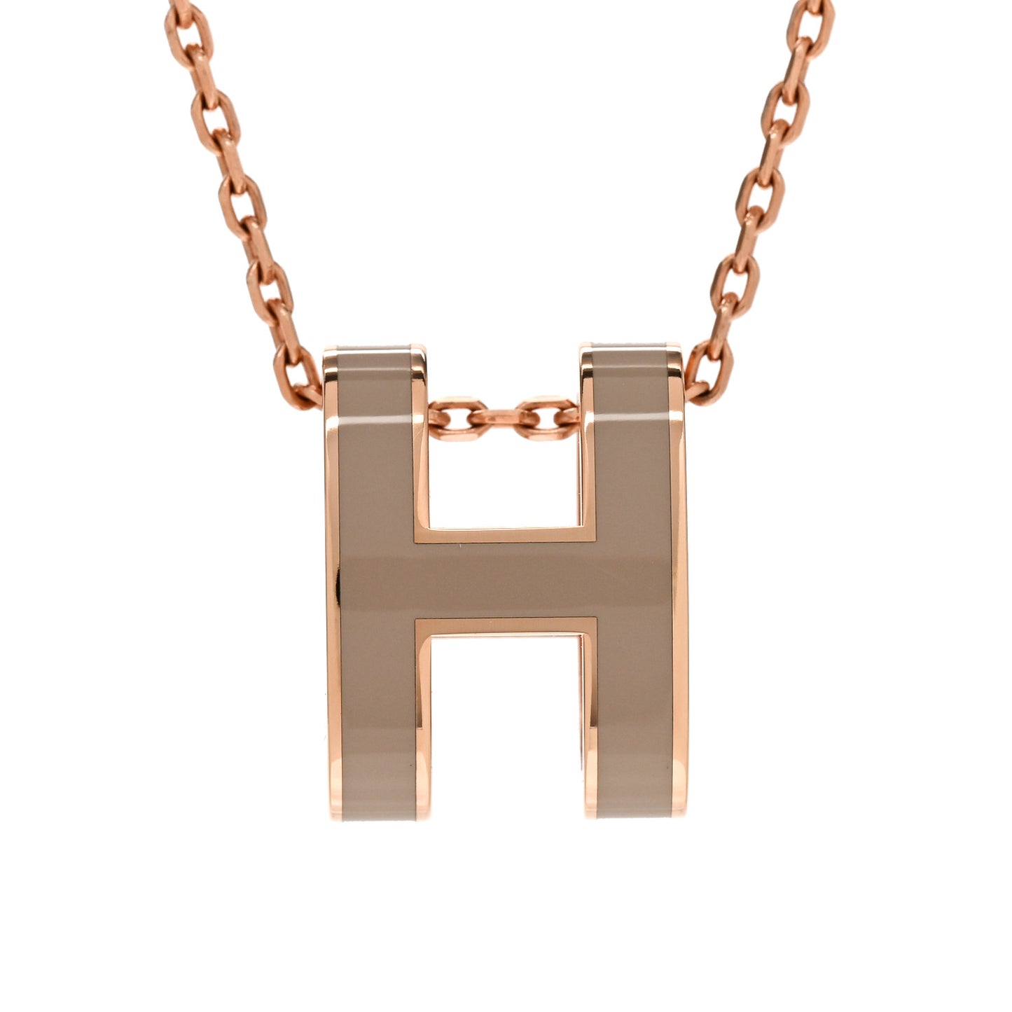 Lacquered Rose Gold Pop H Pendant Necklace Marron Glace