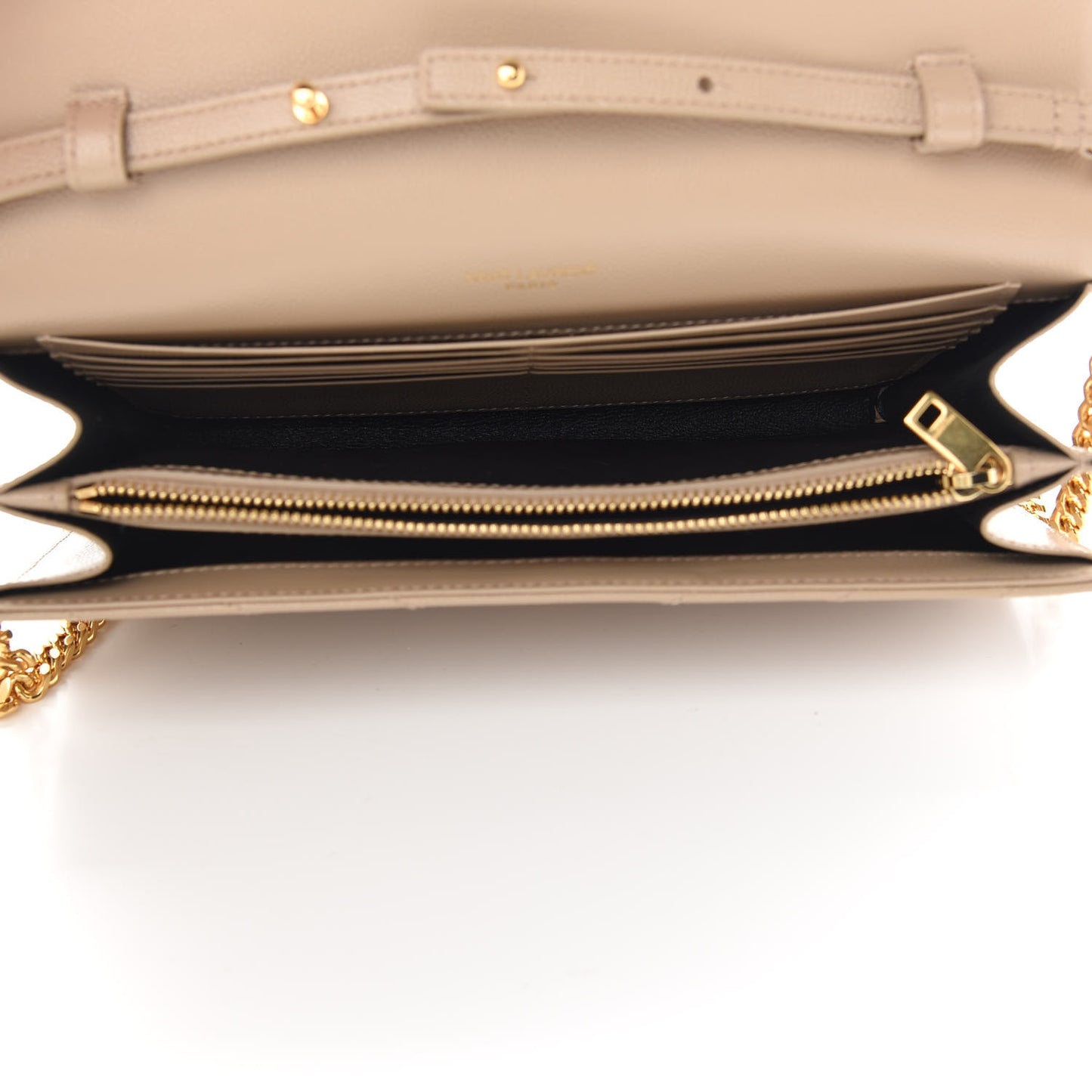 Grain De Poudre Matelasse Chevron Monogram Chain Wallet Nude Powder