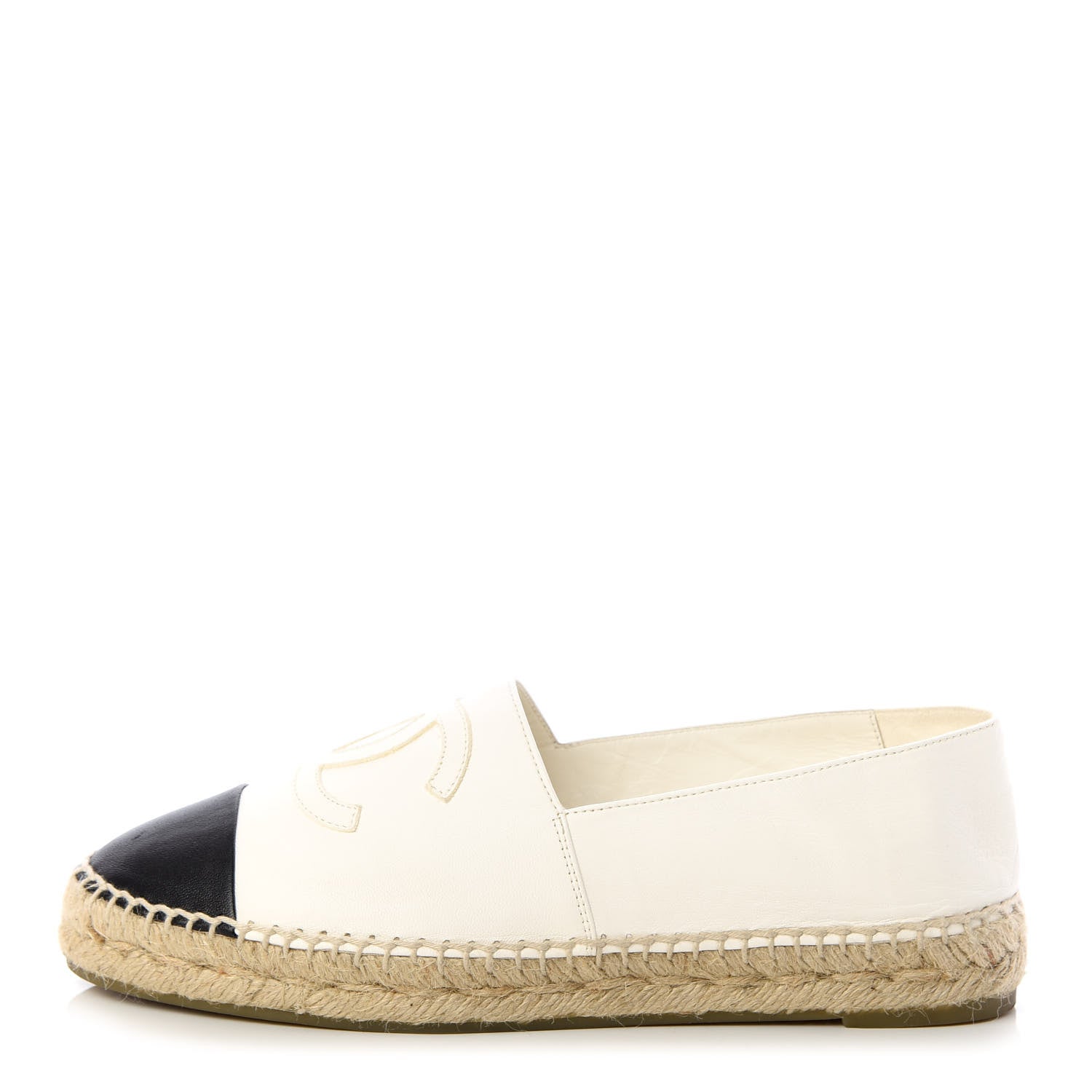 Chanel Lambskin CC Espadrilles 38 White Black 1 of 10