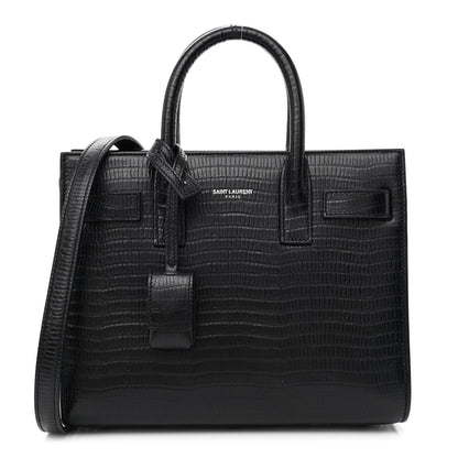 Saint Laurent Calfskin Lizard Embossed Nano Sac De Jour Black 1 of 10
