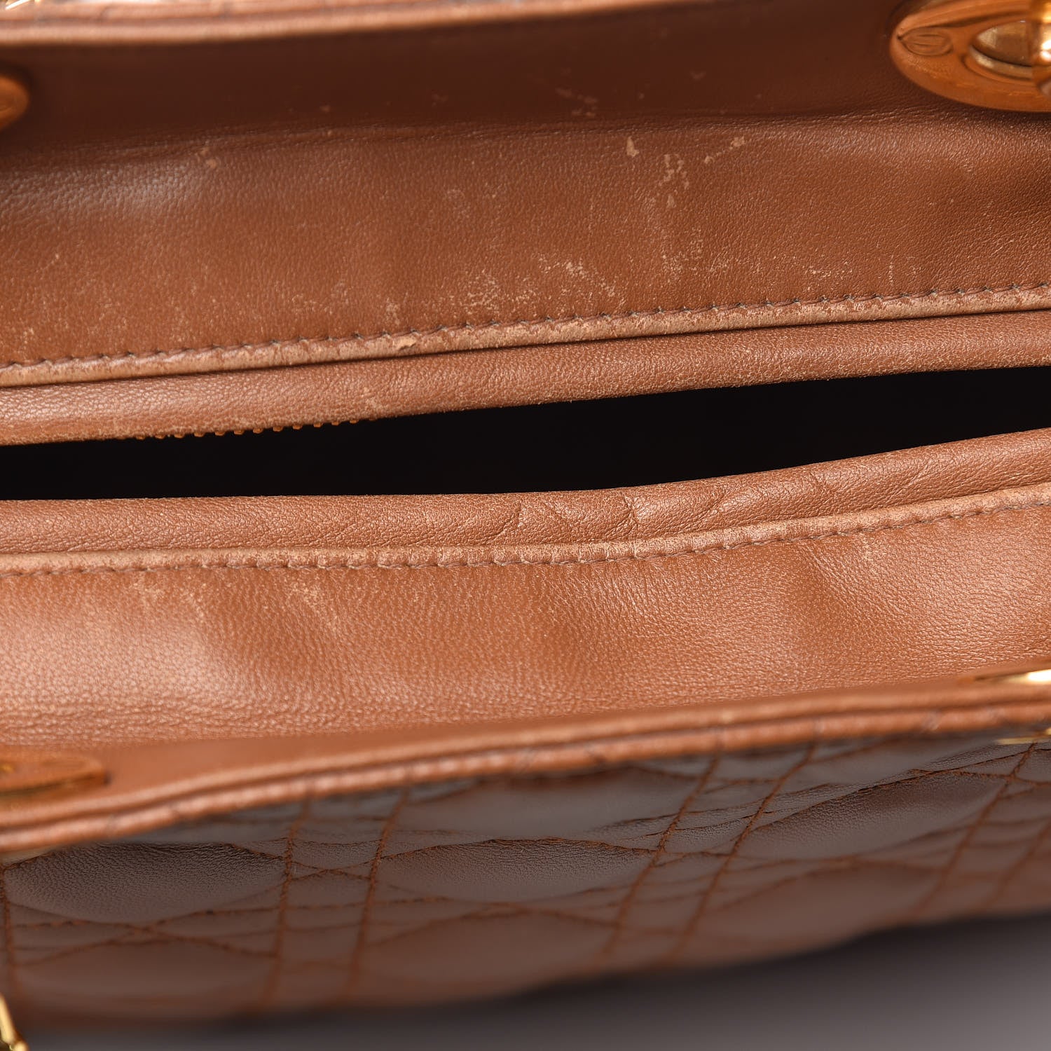 Christian Dior Lambskin Cannage Large Lady Dior Tan 30 of 33