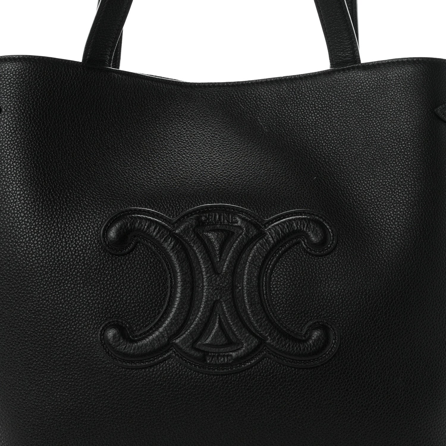 Celine Grained Calfskin Triomphe Medium Cabas Anais Black 8 of 10