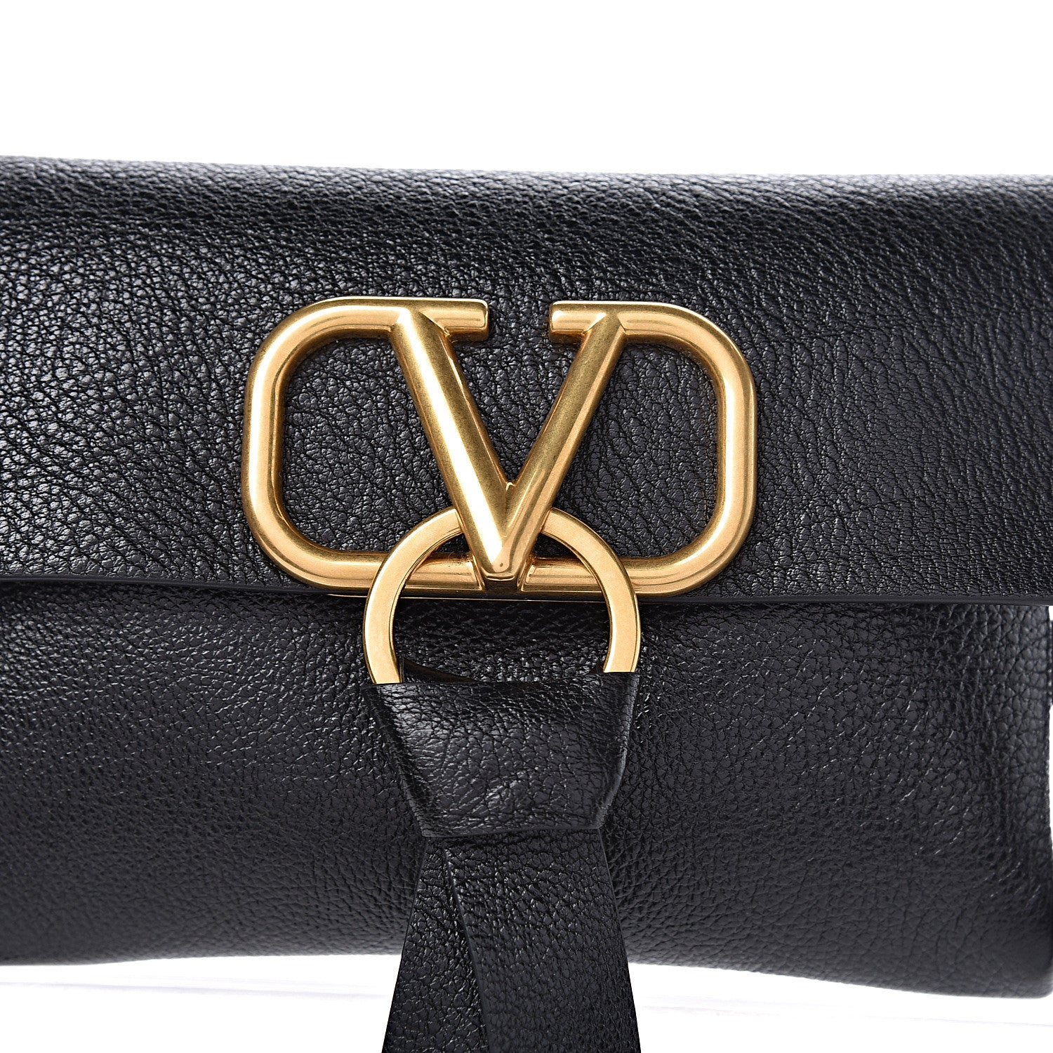 Valentino Garavani Textured Patent Calfskin VRing Belt Bag 95 Black 7 of 9
