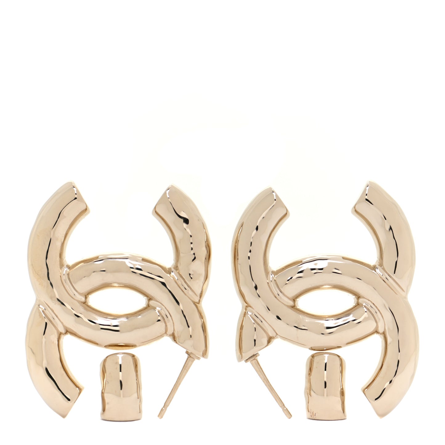 Metal Large CC Earrings Light Gold