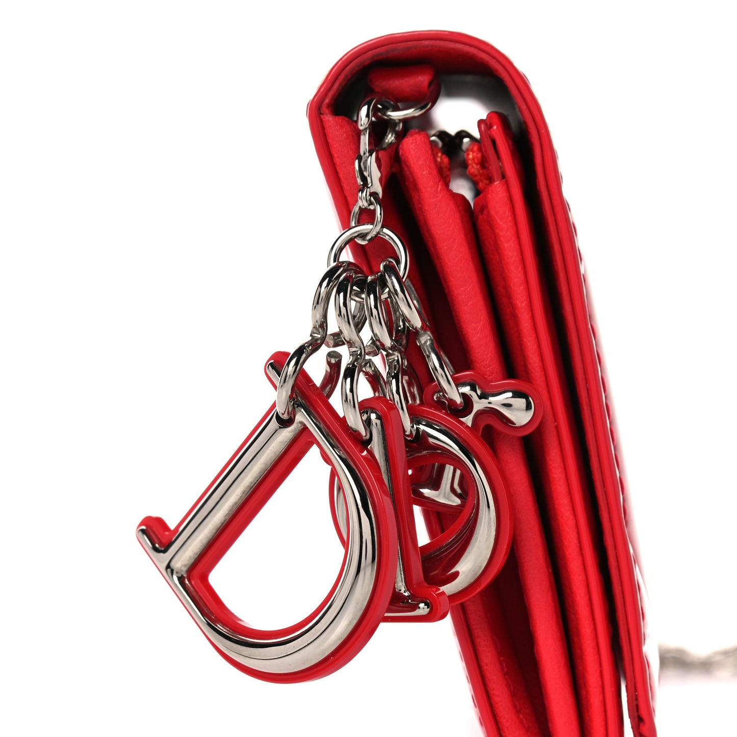 Patent Cannage Lady Dior Rendezvous Wallet On Chain Red