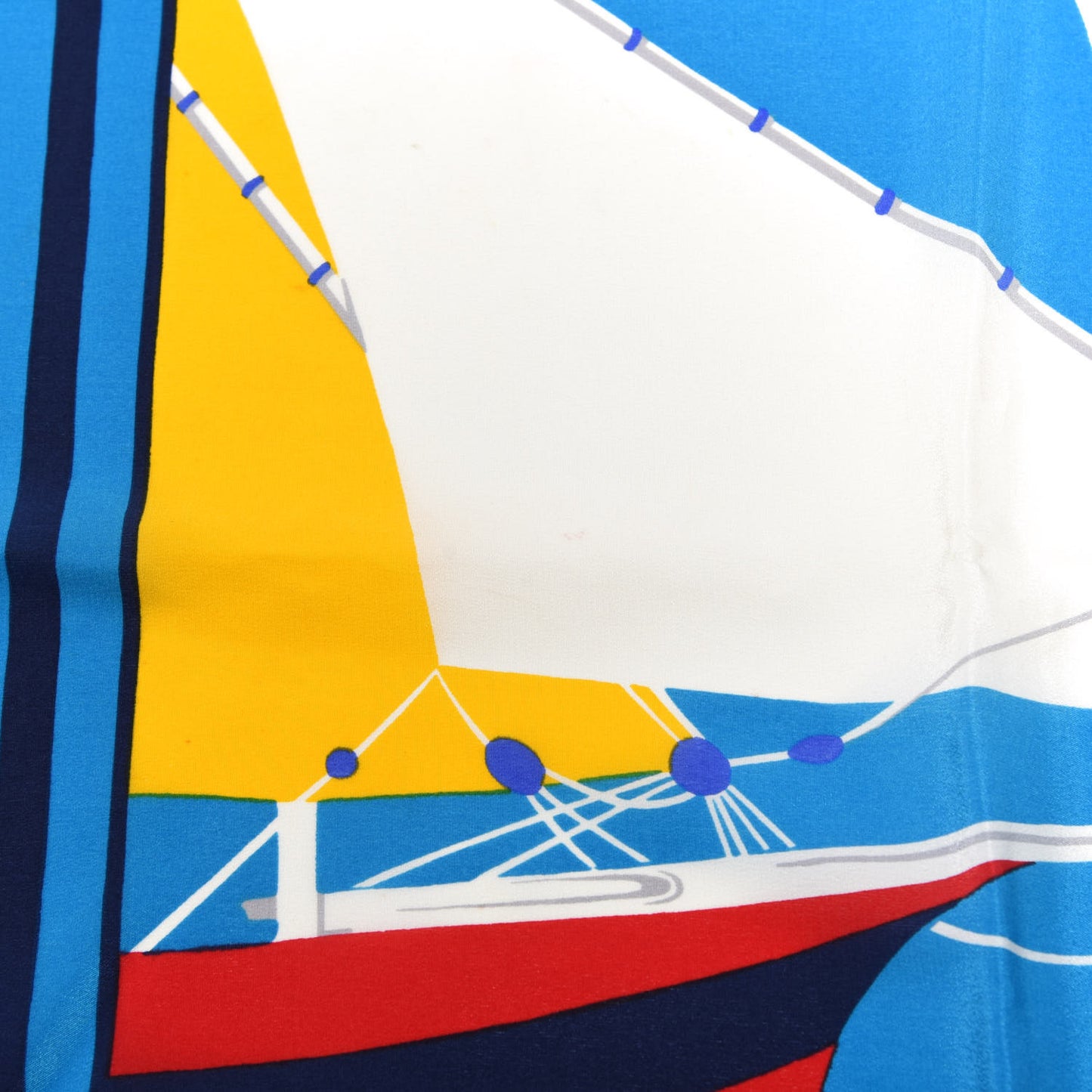 Silk Sailboat Print Square Scarf Blue Multicolor