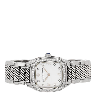 David Yurman Stainless Steel Diamond Bezel Mother of Pearl 25mm Thoroughbred Quartz Watch 2 of 4