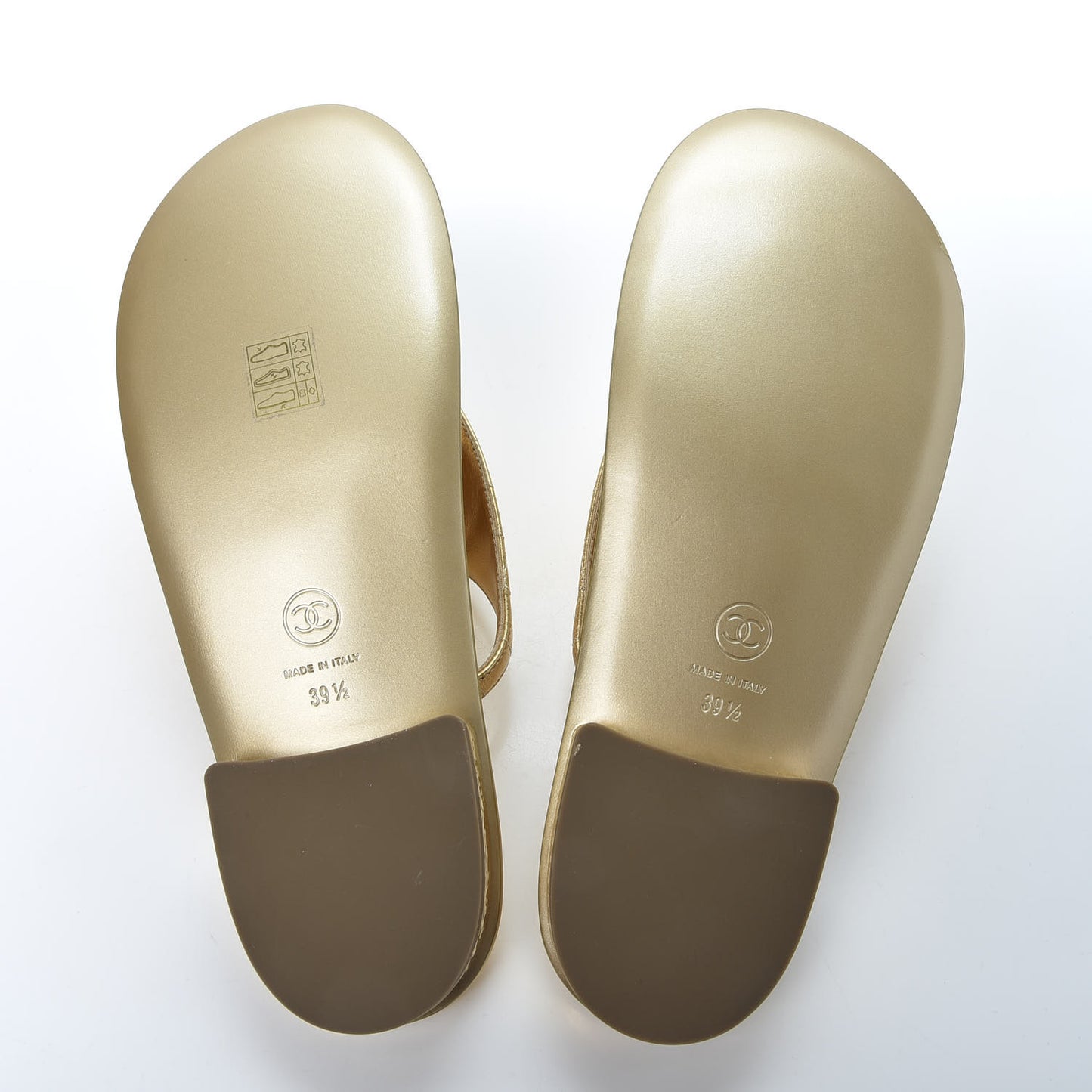 Metallic Lambskin Enamel CC Thong Sandals 39.5 Gold