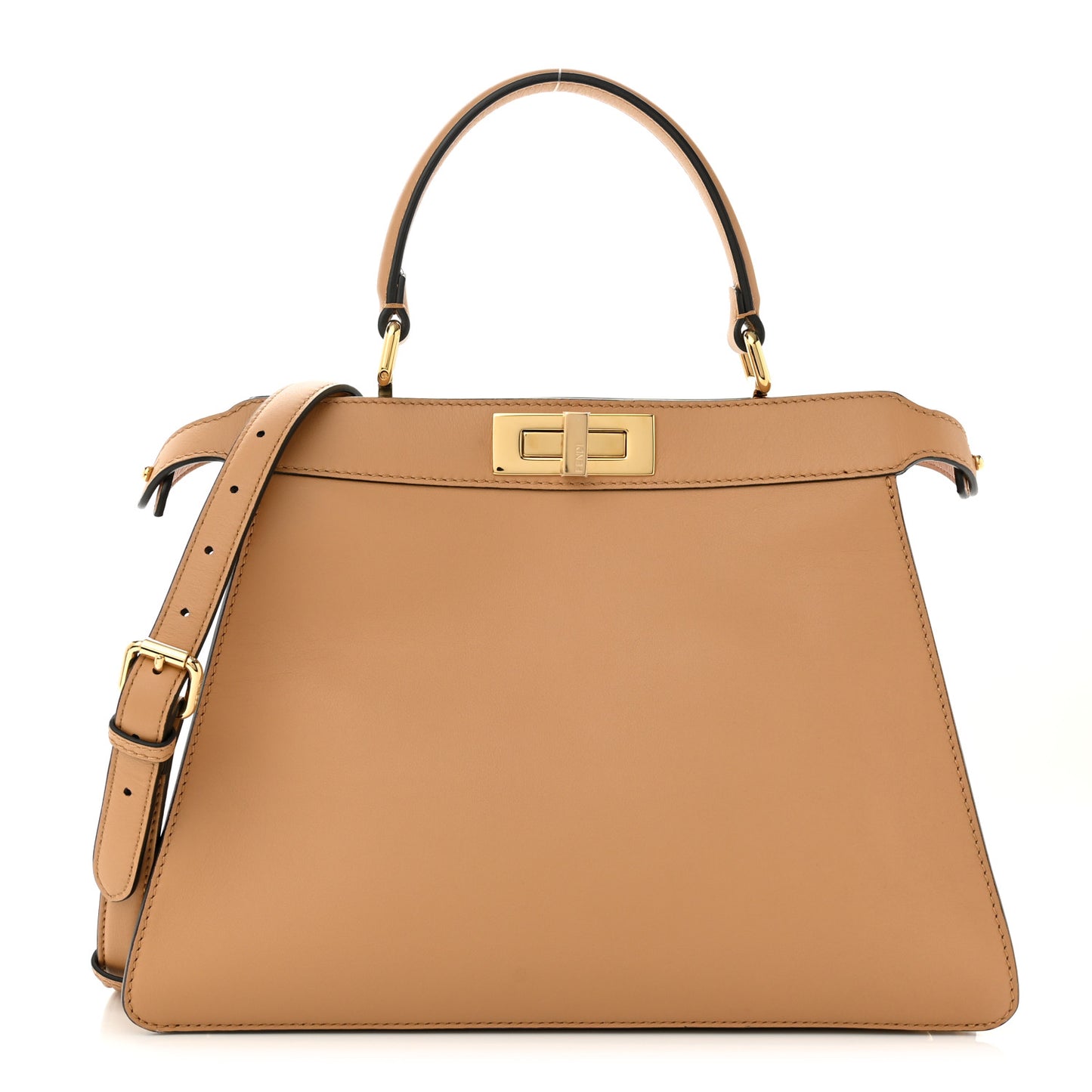 Vitello Seta Shiny Nappa Medium Peekaboo I SEE U Satchel Miele Scuro Light Rose
