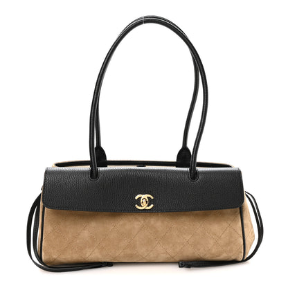 Chanel Grained Calfskin Suede Urban Essentials Small Shopping Bag Dark Beige Black 1 of 11