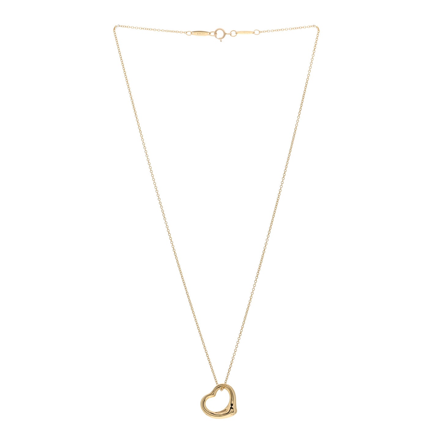 18K Yellow Gold 16mm Elsa Peretti Open Heart Pendant Necklace