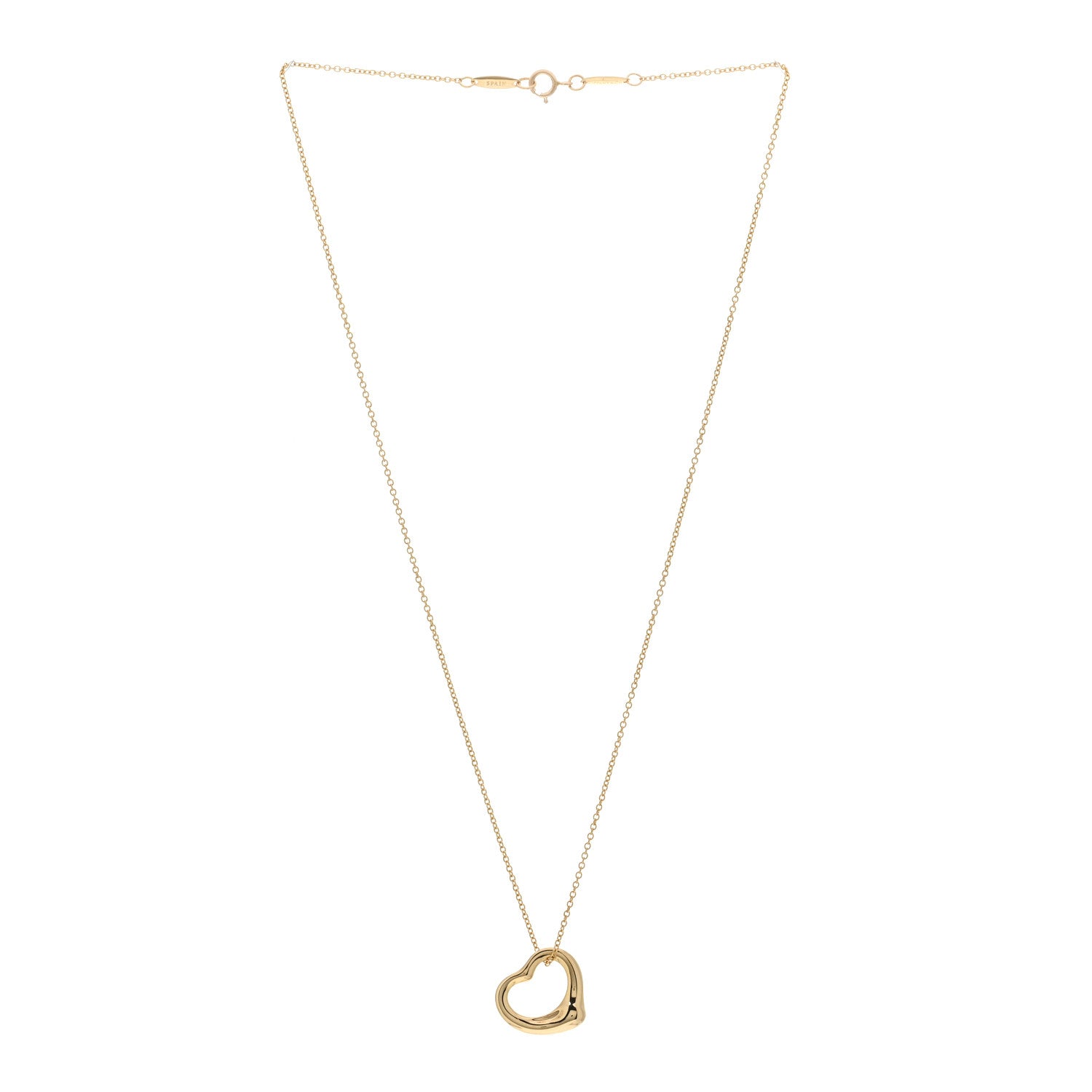 Tiffany 18K Yellow Gold 16mm Elsa Peretti Open Heart Pendant Necklace 3 of 4