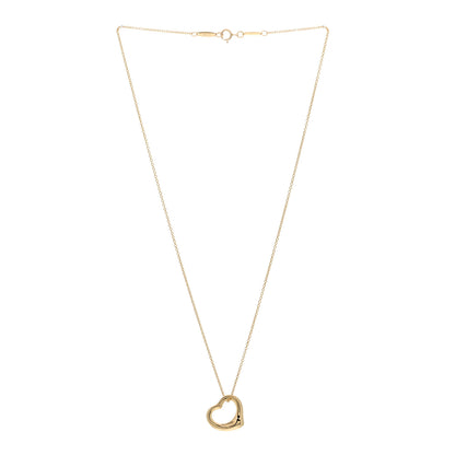 Tiffany 18K Yellow Gold 16mm Elsa Peretti Open Heart Pendant Necklace 3 of 4