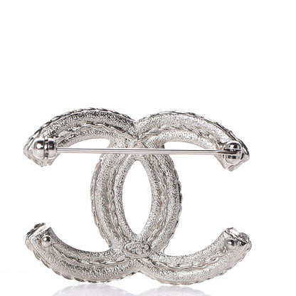 Chanel Baguette Crystal CC Brooch Silver Black 3 of 5