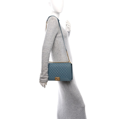 Chanel Caviar Quilted New Medium Boy Flap Blue 2 of 10