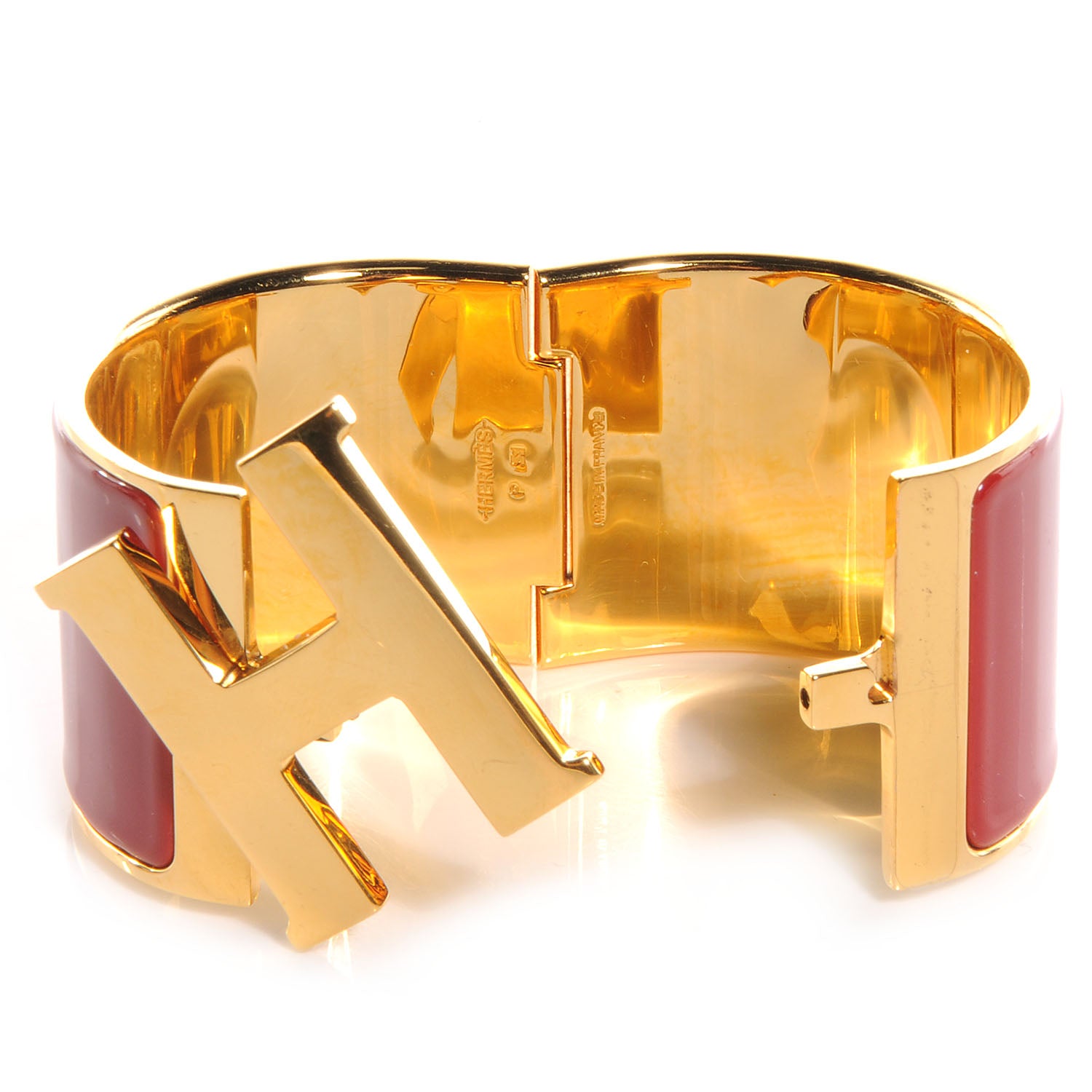 Hermes Enamel Clic Clac H Extra Wide Bracelet PM Red 3 of 5