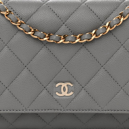 Chanel Caviar Quilted Wallet On Chain WOC Grey 9 of 12