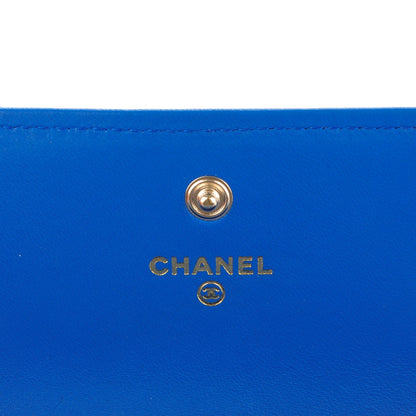 Chanel Lambskin Quilted Boy Flap Wallet Blue 6 of 8