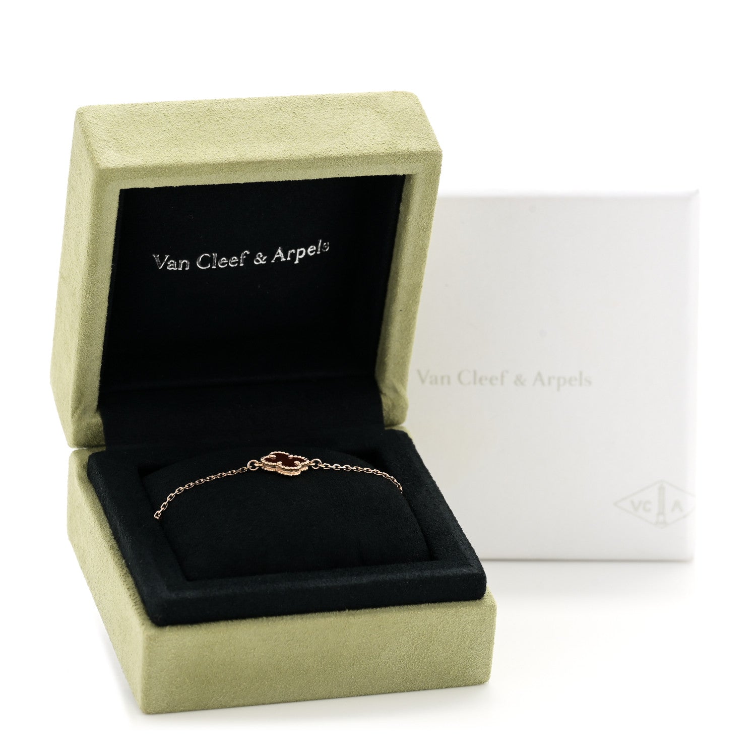 Van Cleef & Arpels 18K Rose Gold Carnelian Sweet Alhambra Bracelet 5 of 5