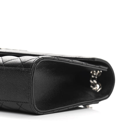 Saint Laurent Grain De Poudre Textured Mixed Matelasse Triquilt Medium Monogram Satchel Black 10 of 10