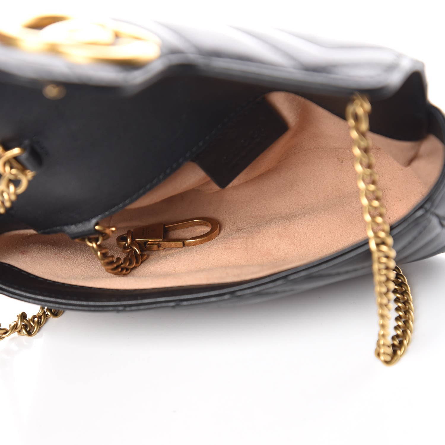 Gucci Calfskin Matelasse Super Mini GG Marmont Shoulder Bag Black 5 of 13