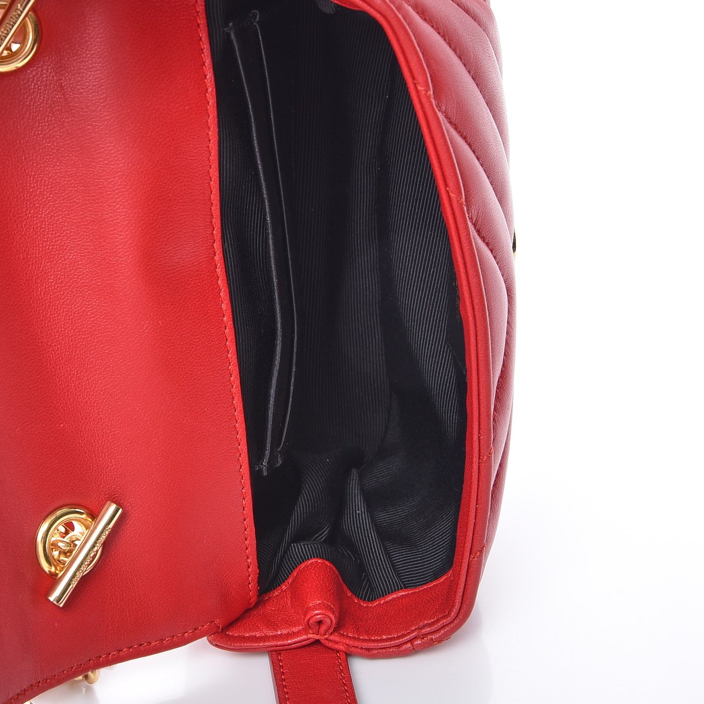 Calfskin Matelasse Chevron Classic Monogram Baby Chain Bag Red