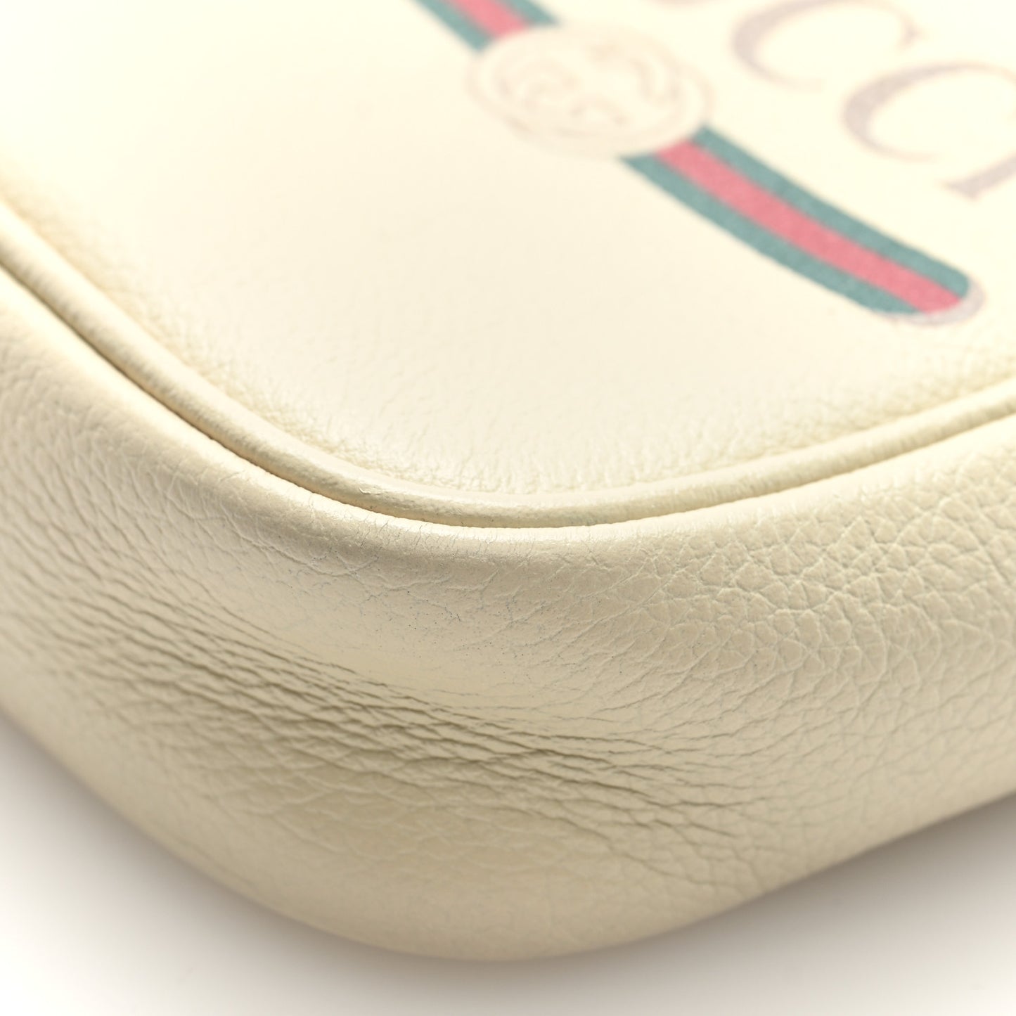 Grained Calfskin Mini Logo Messenger Bag White