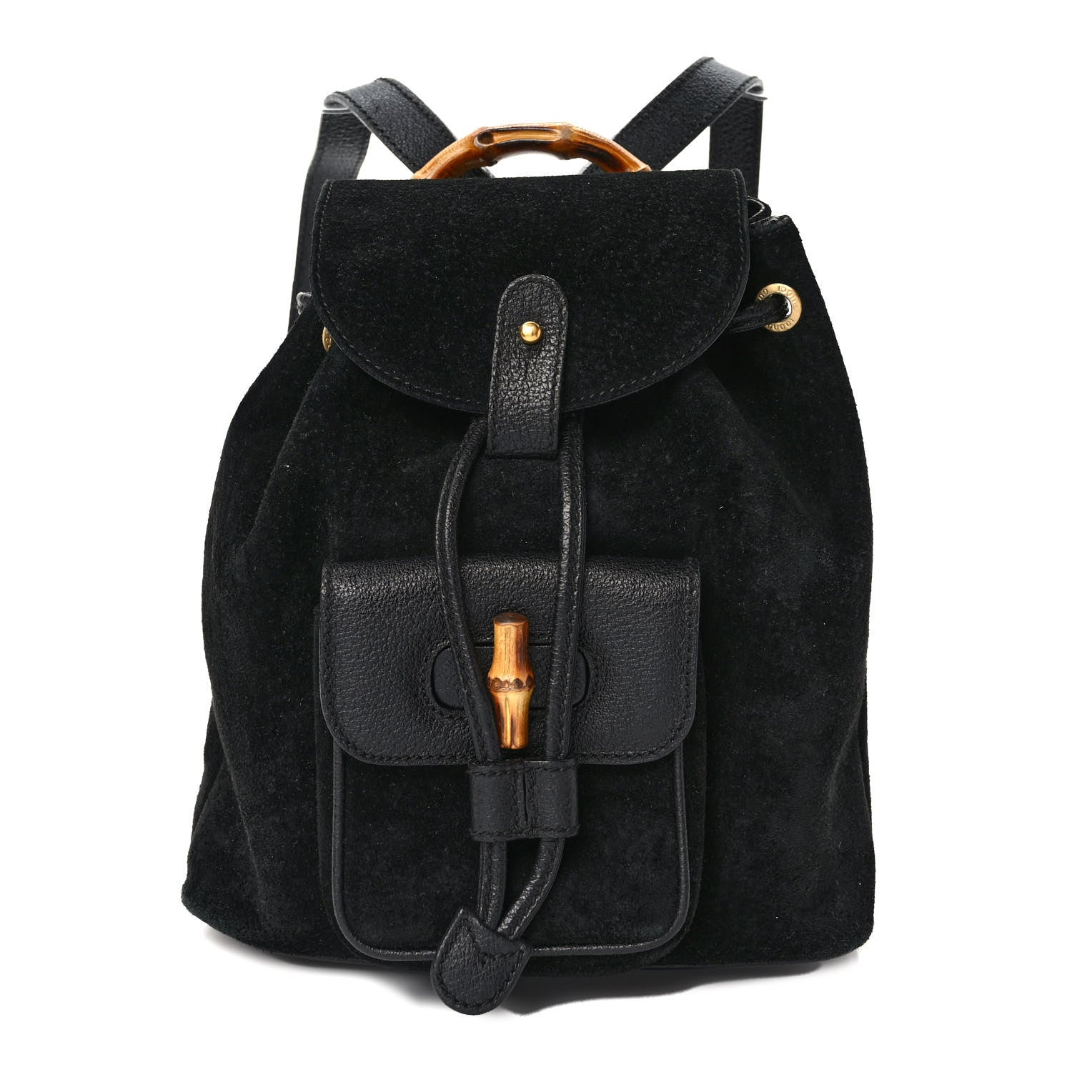 Gucci Calfskin Suede Bamboo Mini Backpack Black 1 of 12