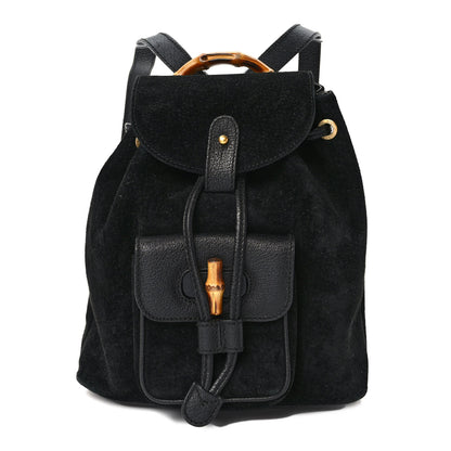 Gucci Calfskin Suede Bamboo Mini Backpack Black 1 of 12