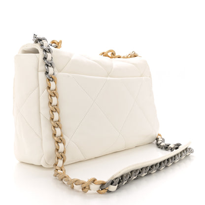 Chanel Goatskin Quilted Large Chanel 19 Flap White 3 of 13
