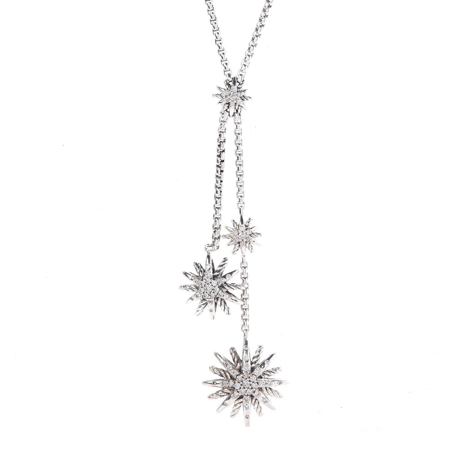 Tiffany DAVID YURMAN Sterling Silver Diamond Starburst Y Necklace 3 of 5