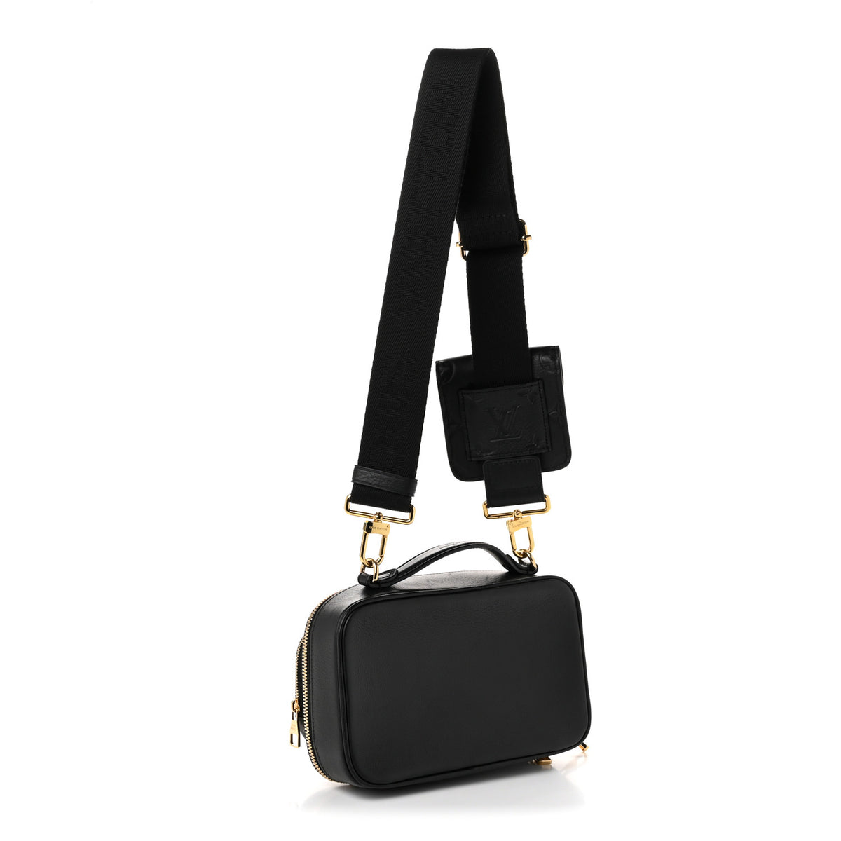 Calfskin Monogram Embossed Utility Crossbody Black