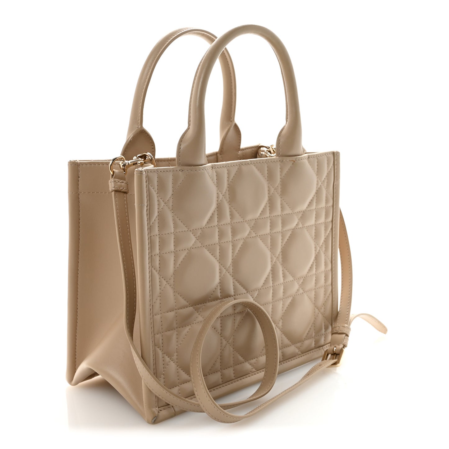 Calfskin Macro Cannage Small Book Tote Taupe