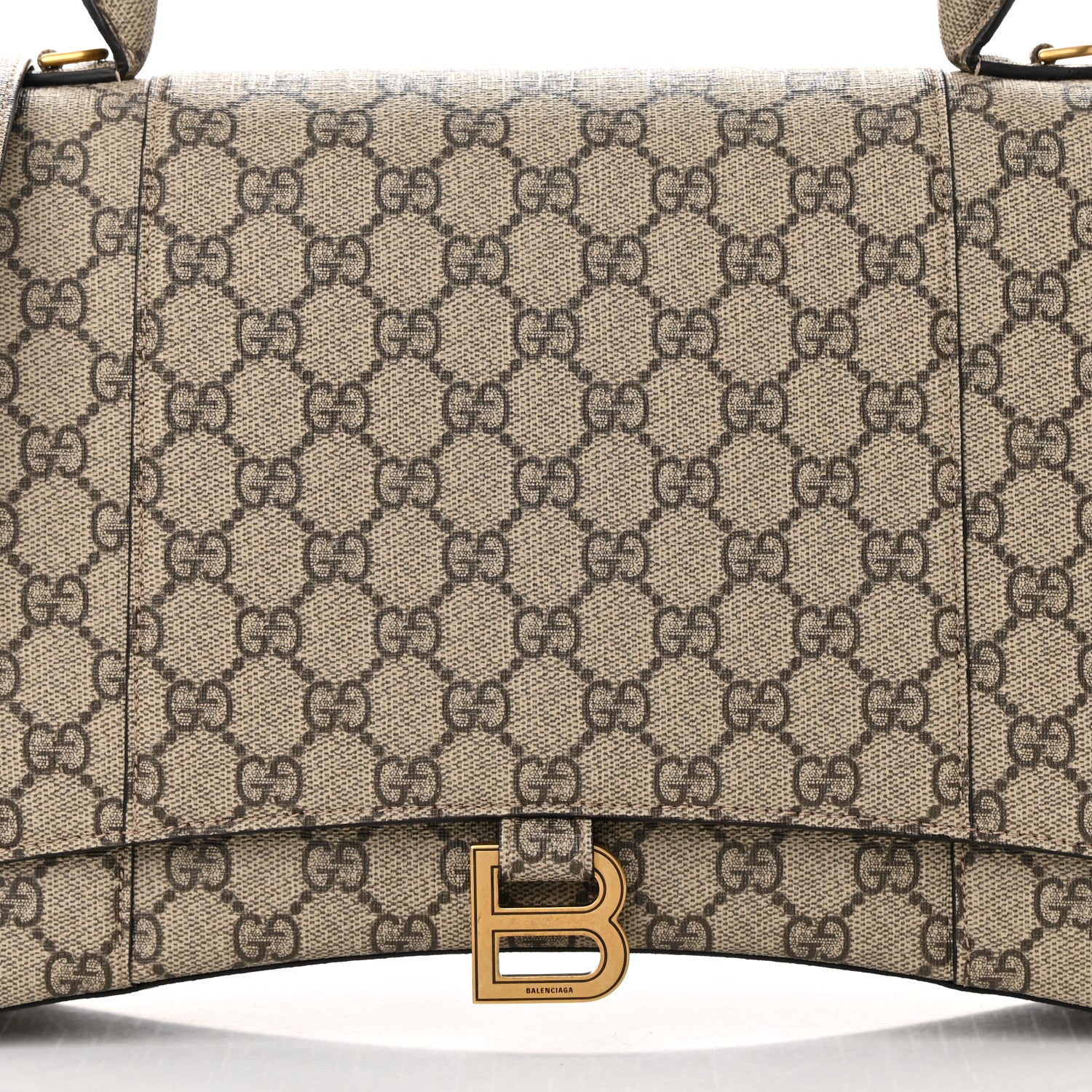 Balenciaga X GUCCI GG Supreme Monogram Medium Hourglass Top Handle Bag Beige Ebony 8 of 16