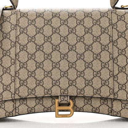 Balenciaga X GUCCI GG Supreme Monogram Medium Hourglass Top Handle Bag Beige Ebony 8 of 16
