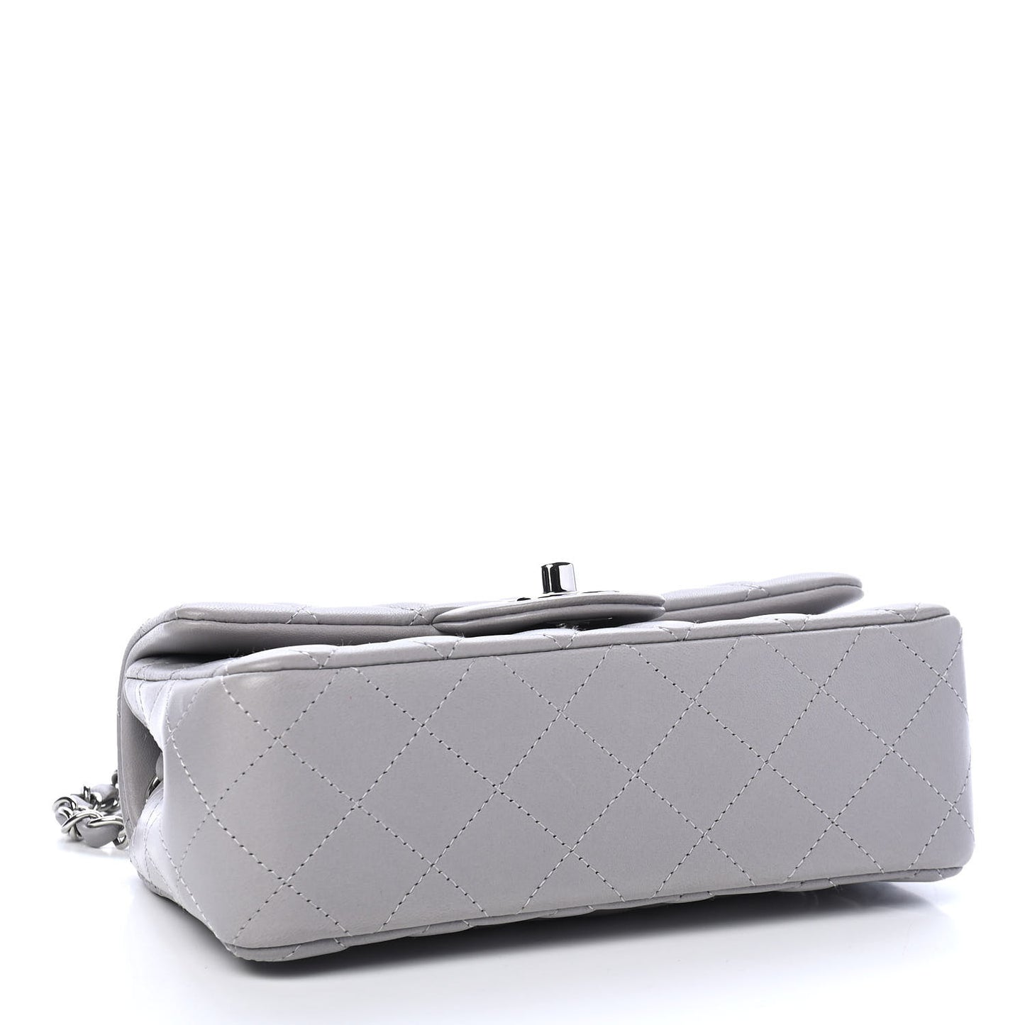 Lambskin Quilted Mini Rectangular Flap Grey