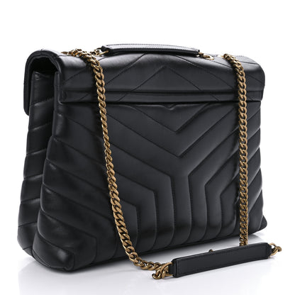 Saint Laurent Calfskin Y Quilted Monogram Medium Loulou Chain Satchel Black 3 of 10