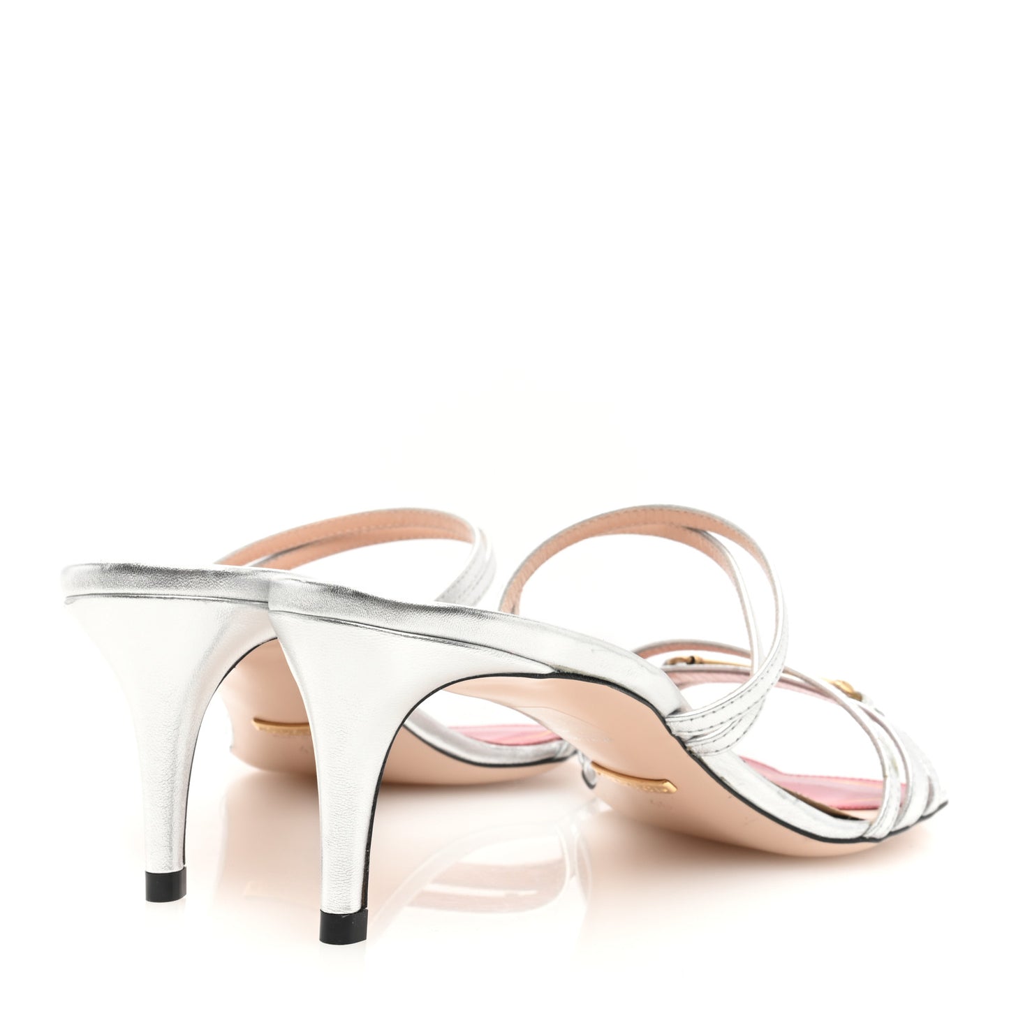 Metallic Nappa Victoria Strappy Horsebit Sandals 40 Silver