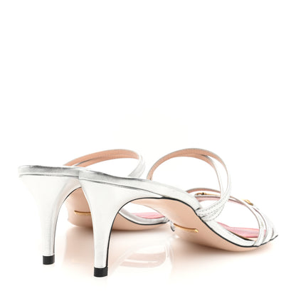 Gucci Metallic Nappa Victoria Strappy Horsebit Sandals 40 Silver 4 of 7
