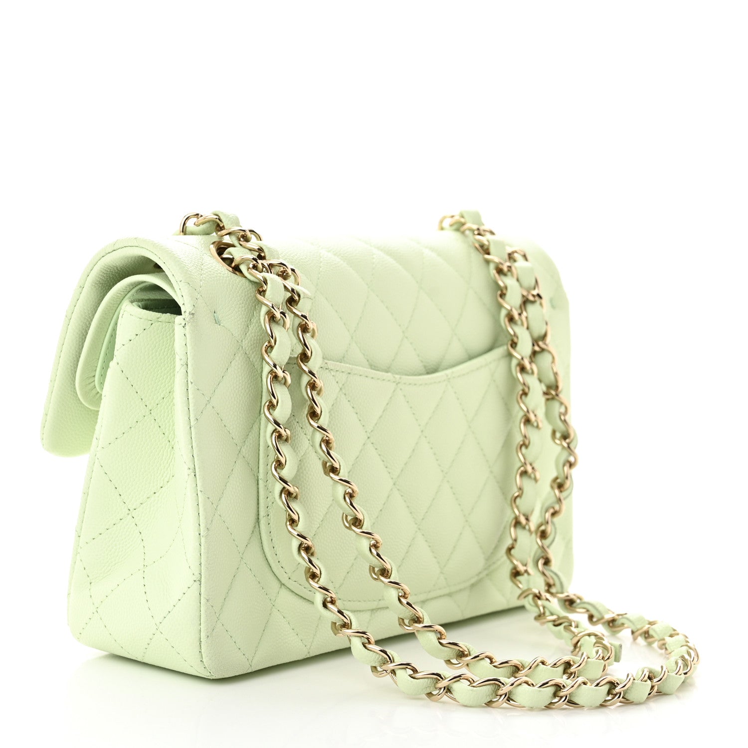 Chanel Caviar Quilted Small Double Flap Light Green 3 of 11