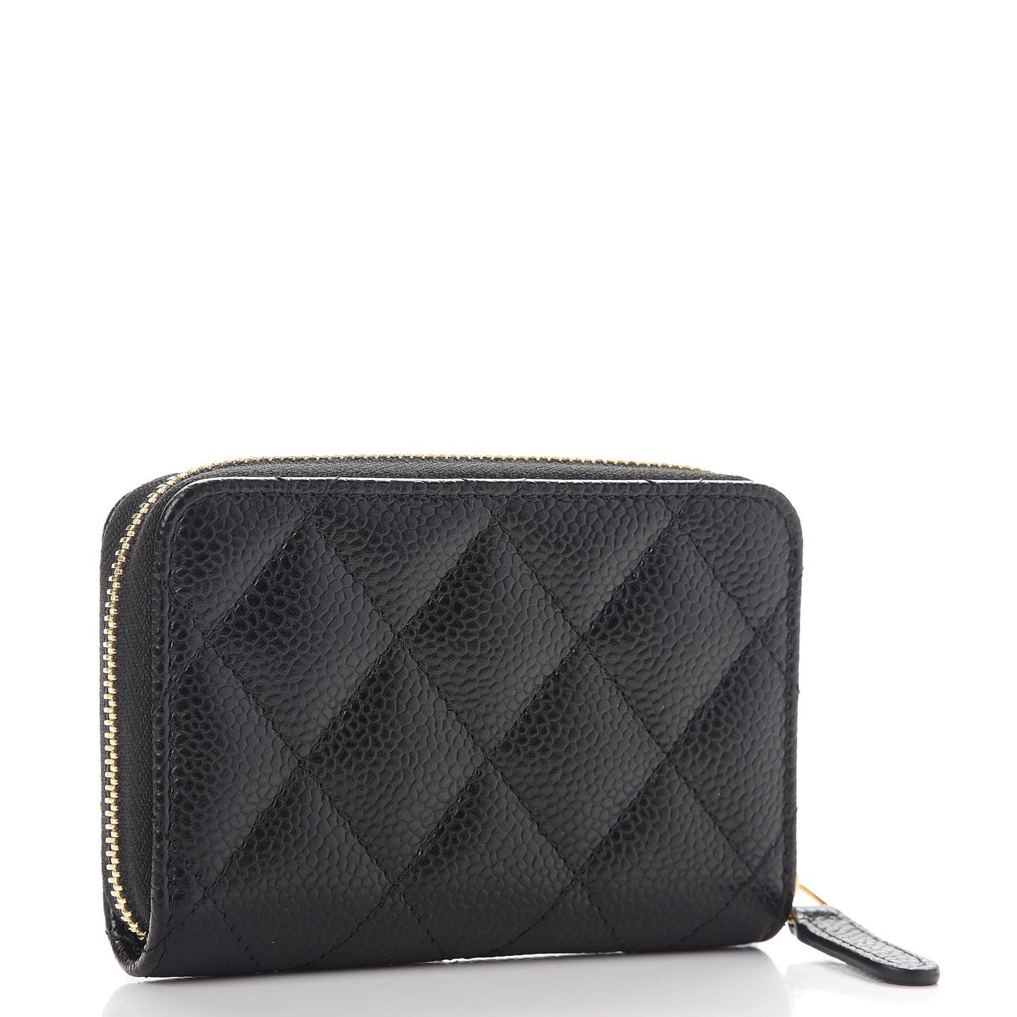 Caviar Quilted Zip Coin Purse Black