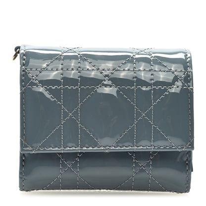 Christian Dior Patent Cannage Lady Dior Lotus Wallet Light Blue 1 of 7