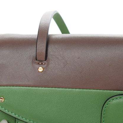 Valentino Garavani Calfskin Rivet Colorblock Double Handle Shoulder Bag Brown Green 13 of 19
