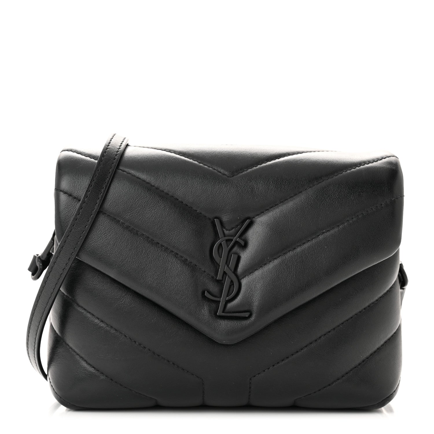 Saint Laurent Calfskin Y Quilted Monogram Monochrome Toy Loulou Crossbody Bag Black 1 of 10
