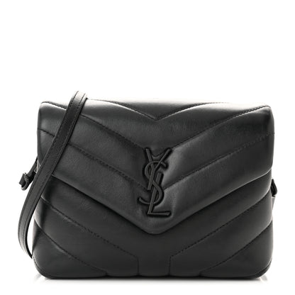 Saint Laurent Calfskin Y Quilted Monogram Monochrome Toy Loulou Crossbody Bag Black 1 of 10