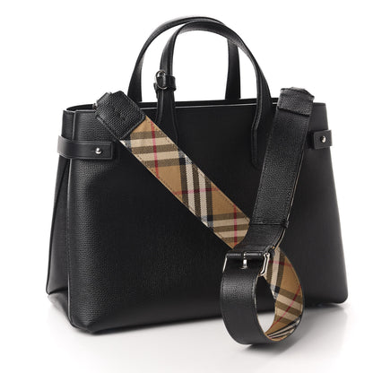 Burberry Derby Calfskin House Check Medium Banner Tote Black 3 of 10