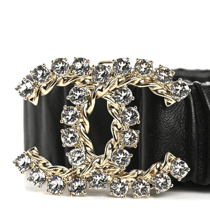 Chanel Calfskin Strass Ruched Rope CC Belt 95 38 Black 3 of 6