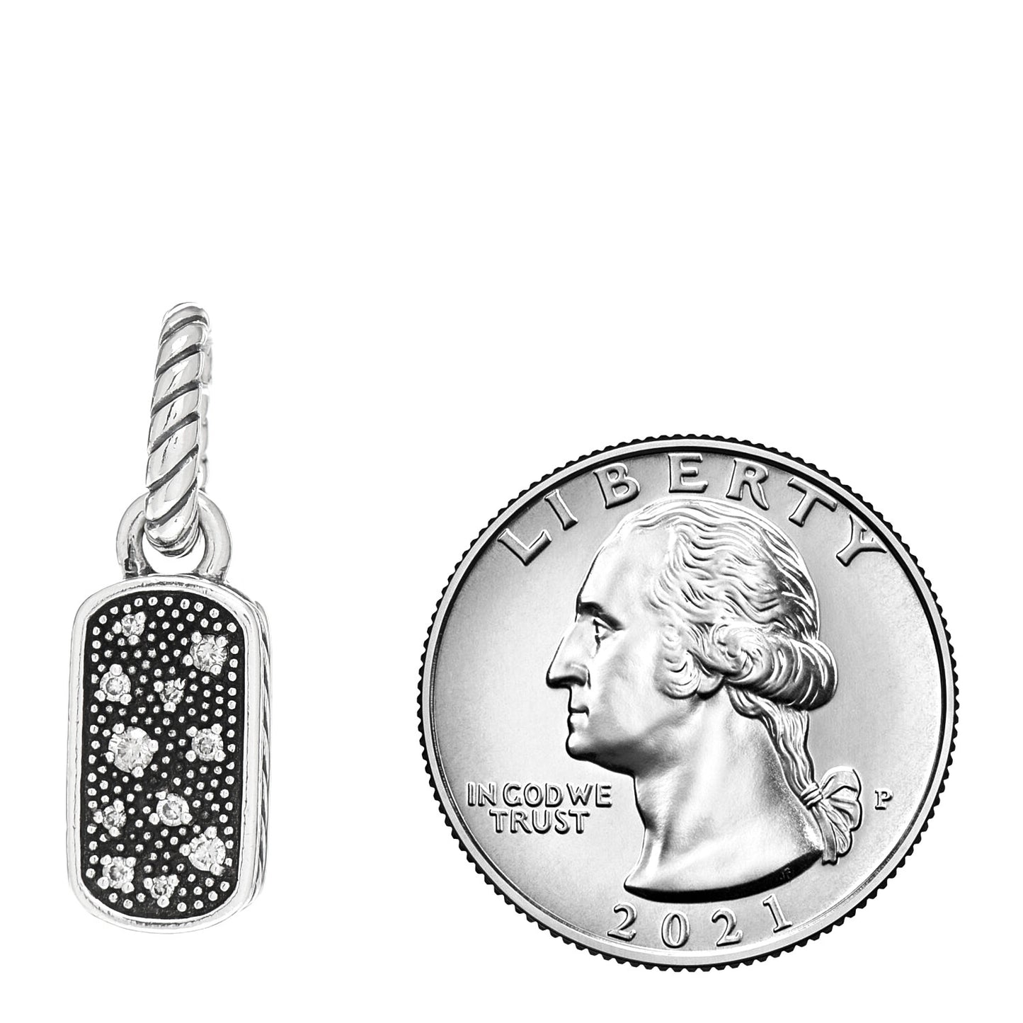 Sterling Silver Diamond Midnight Melange Dog Tag Pendant