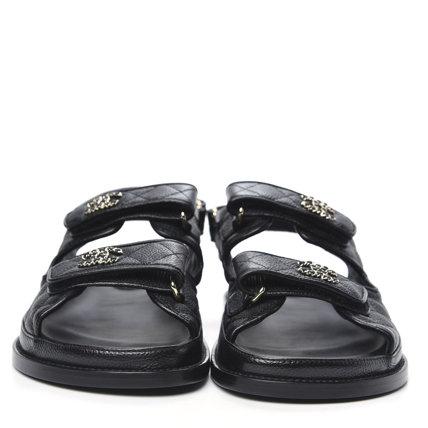 Grained Calfskin Velcro Dad Sandals 37.5 Black